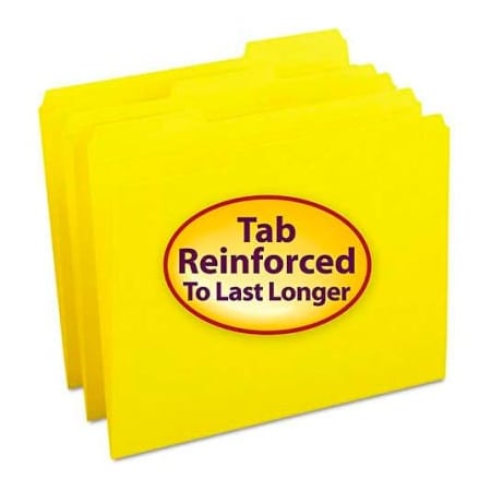 Smead Smead File Folders, 1/3 Cut, Reinforced Top Tab, Letter, Yellow, 100/Box 12934